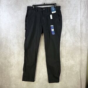 George Slim Fit Stretch Casual Chino Men 32x30 Black‎ Cotton Casual Work NWT
